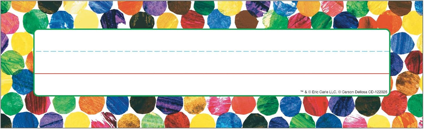 World of Eric Carle 36PC Name Labels For Kids, Colorful Tags for Labeling Classroom, School Supplies, Chalkboard, Desk Organizer and Locker Organization, The Very Hungry Caterpillar Teacher Decor