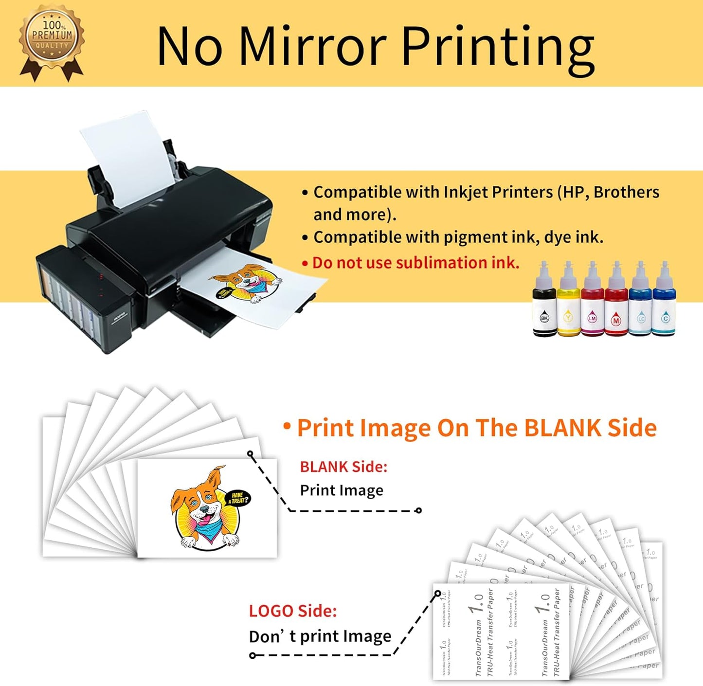 TransOurDream Iron on Heat Transfer Paper for Dark and Light Fabrics (15+15 Sheets, 8.5x11", Mix Pack) Iron on Transfers for T Shirts Printable HTV Heat Transfer Vinyl for Inkjet Printers