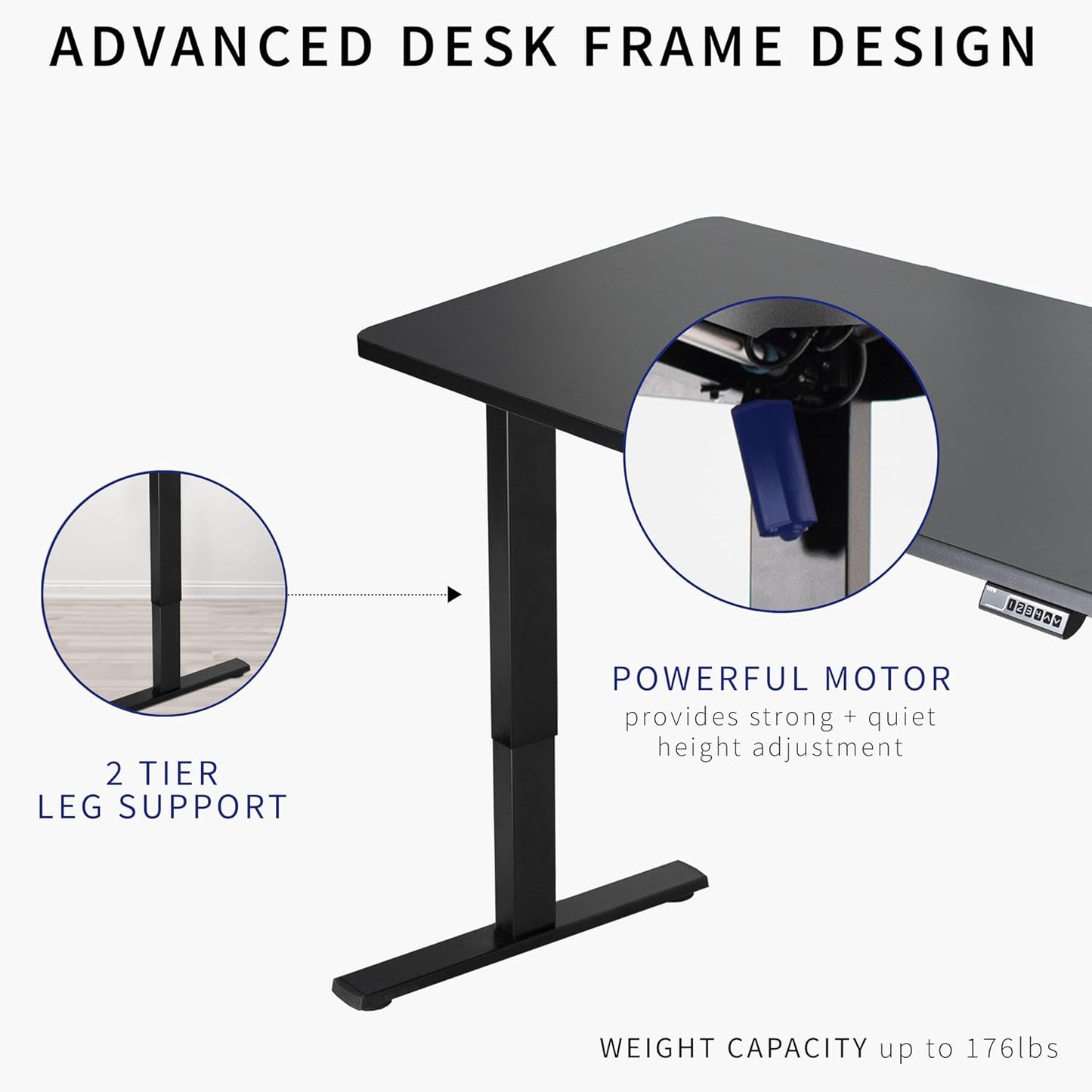 VIVO Electric 60 x 24 in Rustic Standing Desk, Memory Height Adjustment, 1B Series, One-Piece Vintage Brown Top, Gray Frame, DESK-KIT-1G6N