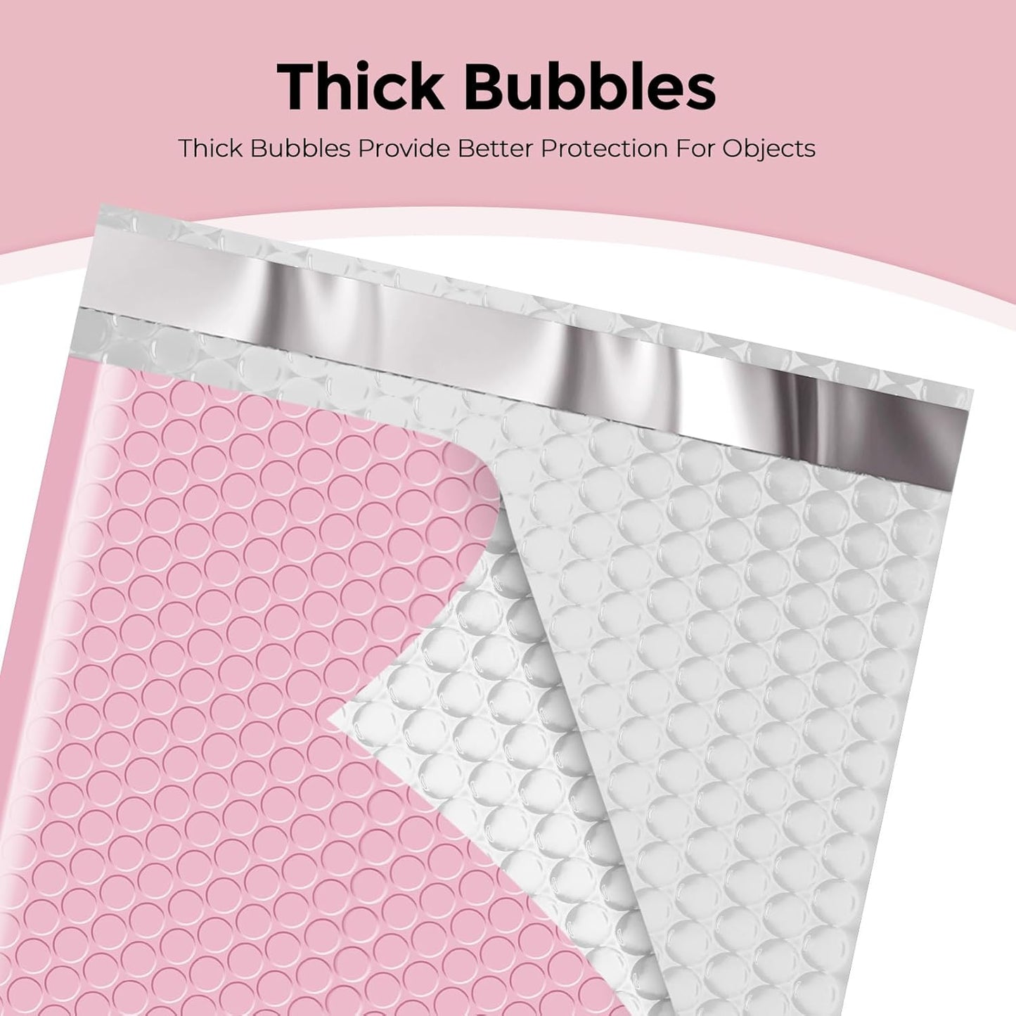 Metronic 40 Pack Bubble Mailers 10.5x16 ", Light Pink, Strong Adhesion Bubble Envelope, WaterProof #5 for Small Businesses, Bubble Mailers Usable Size 10.5x15