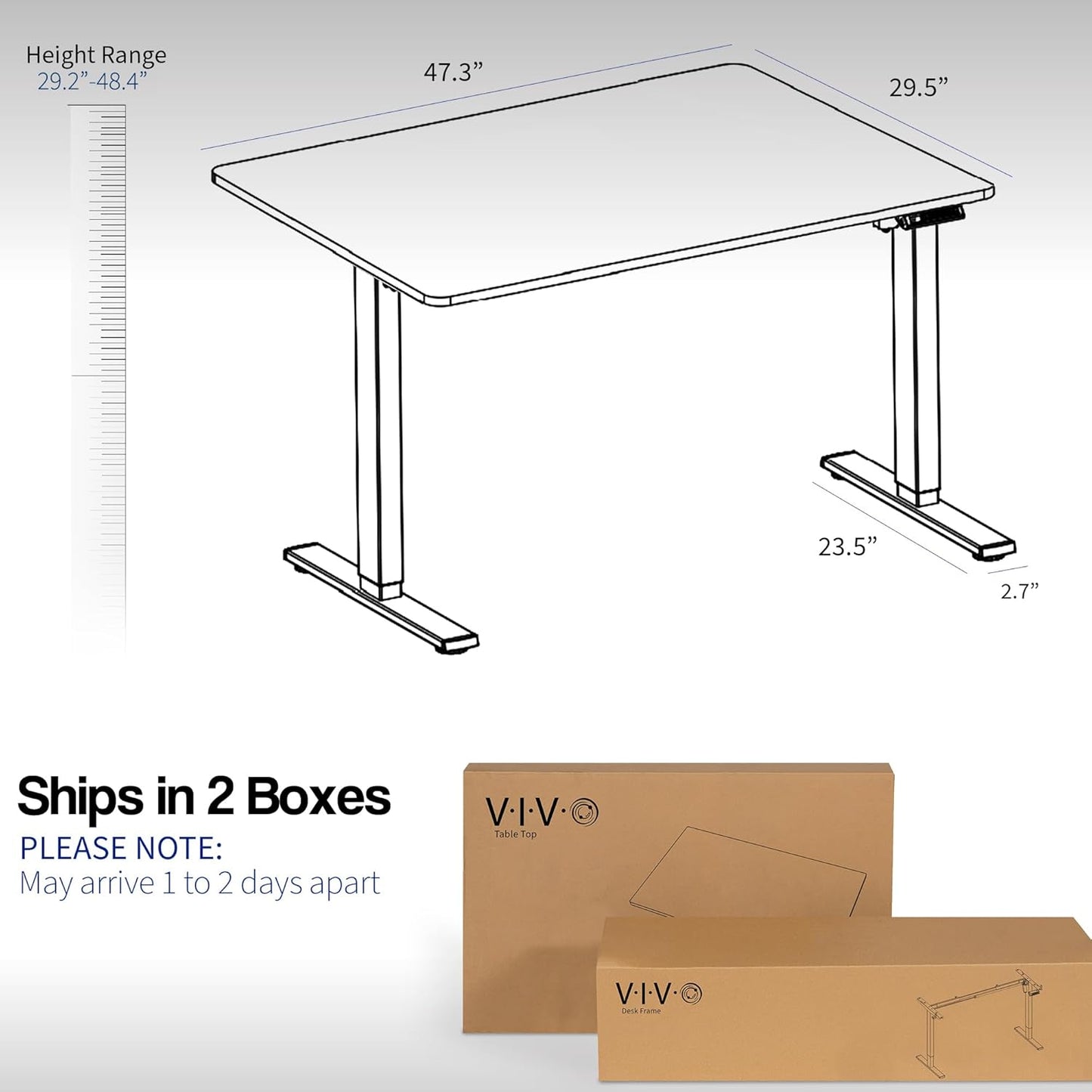 VIVO Electric 48 x 30 in Standing Desk, Memory Height Adjustment, 1B Series, One-Piece Reclaimed Wood Top, Gray Frame, DESK-KIT-1G5P