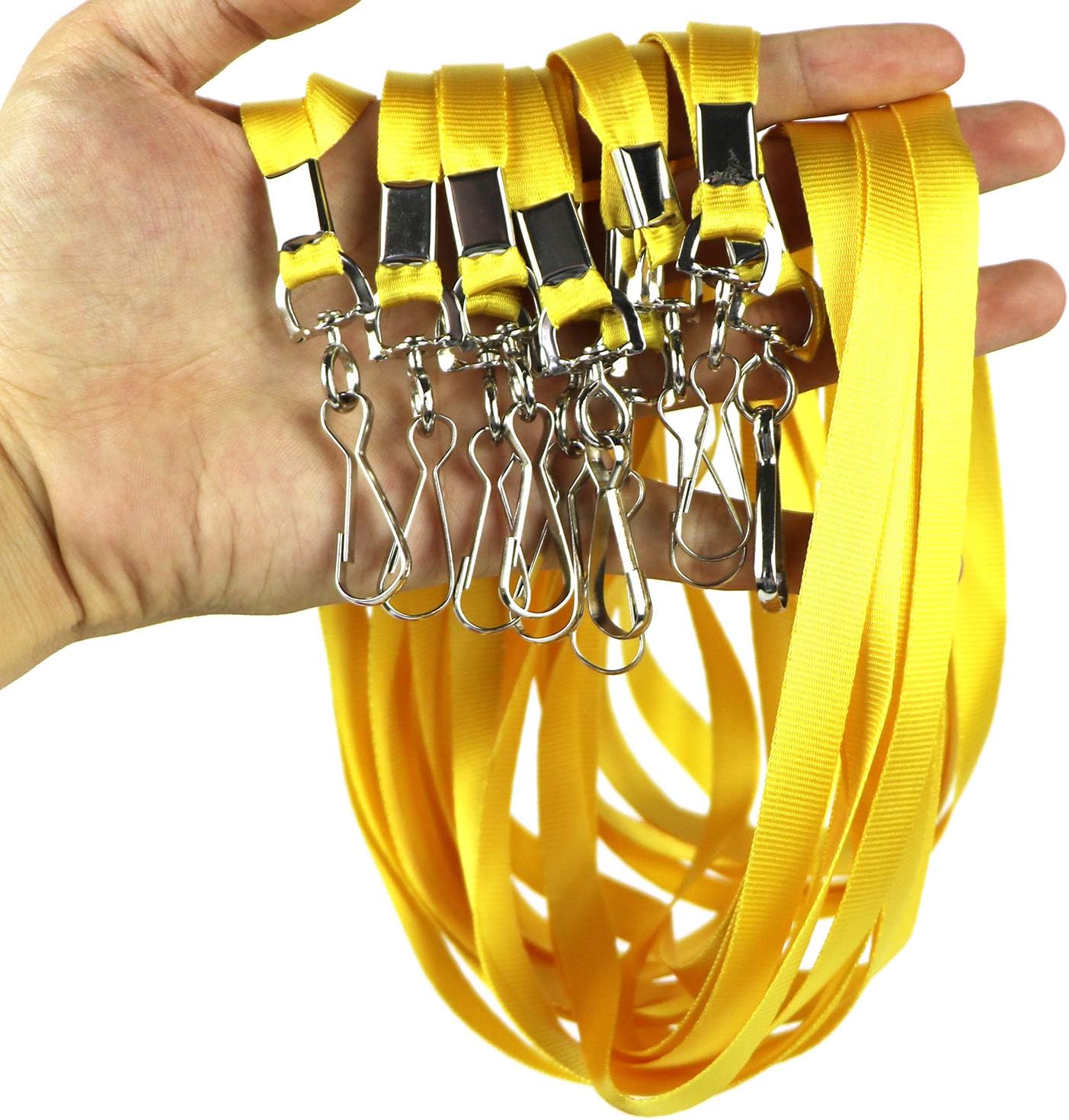 Bulk Lanyards Premium Cruise Lanyard Nylon Badge Lanyards Id Holder Perfect for Office, Kids, Teachers (Yellow, 100Pack)