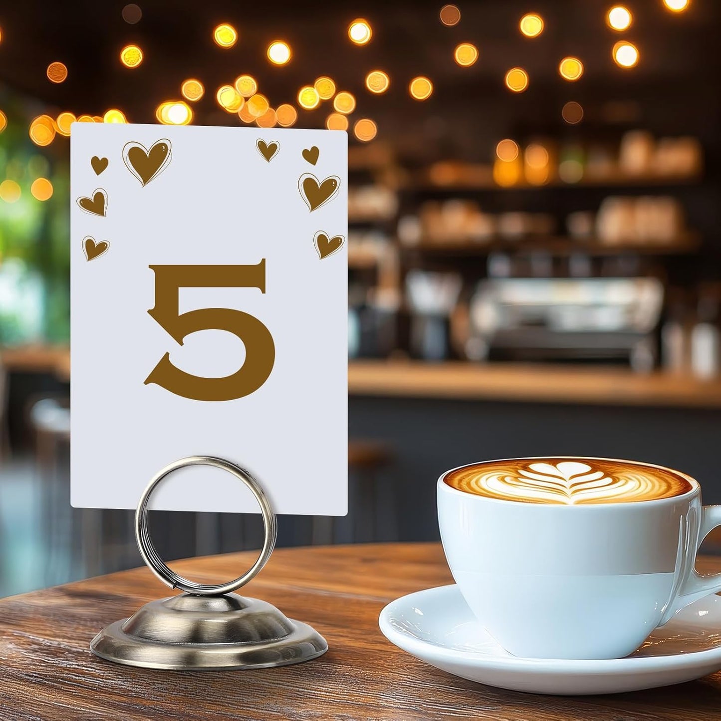 24 Pcs Table Number Holders Metal Place Card Holders Table Number Stands Tabletop Menu Sign Stands for Wedding Restaurant Recipe Banquet Birthday (Bronze)