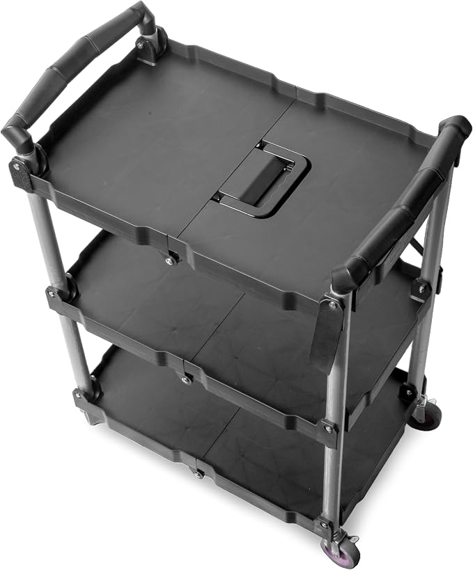 Wen Compact Foldable Service Utility Cart, Three Tier - Image 6
