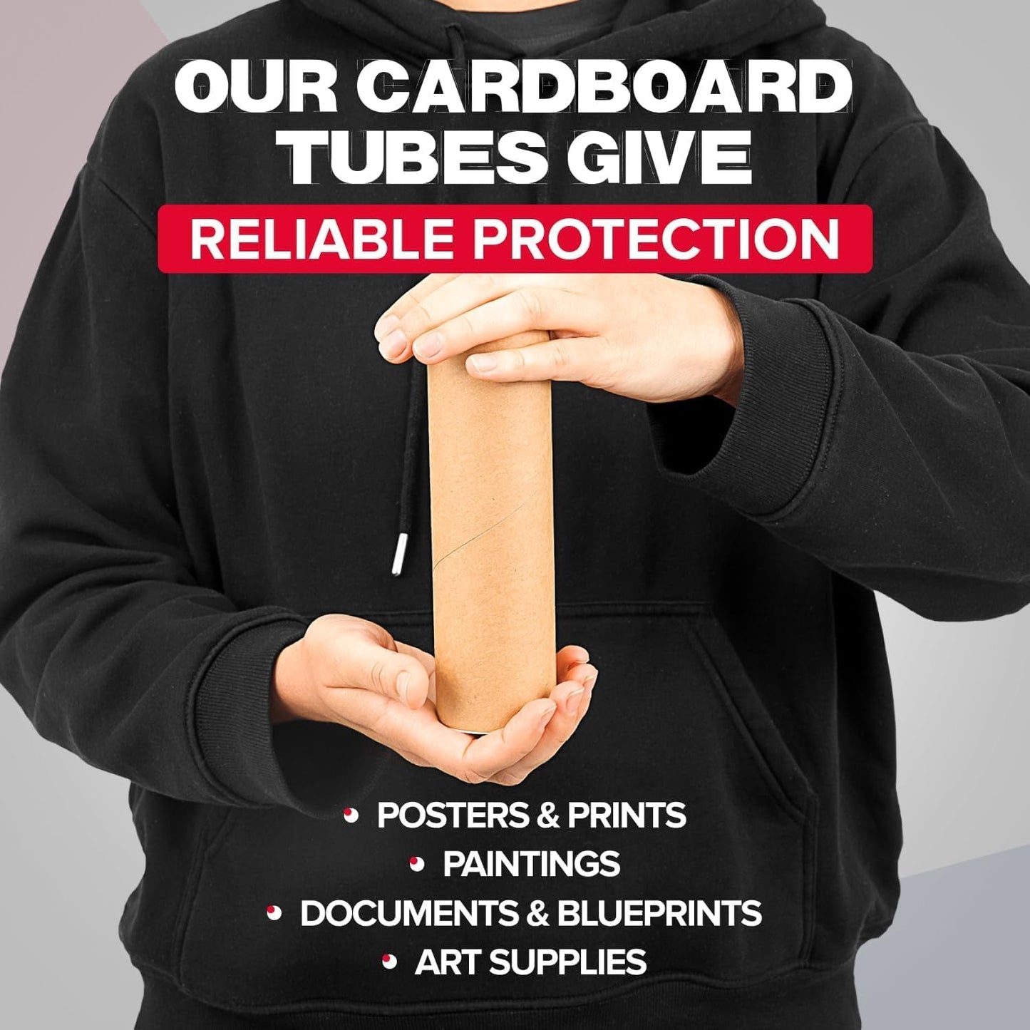 2" x 12" Heavy-Duty Reinforced Cardboard Mailing Tube, Pack of 6 Tubes with 12 Caps – Secure USPS Approved – Great for Shipping and Storing of Prints, Artwork, Posters or Documents