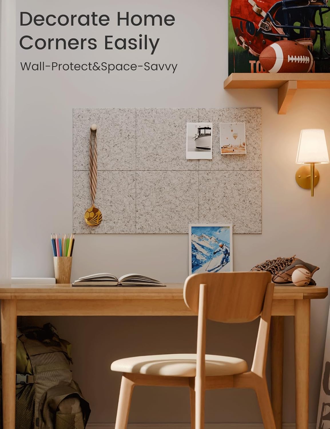 Felt Bulletin Board Tiles -28"x18" Cork Board Alternative for Office Decor, Push Pin Board Wall Organizer 6-Pack -Marble Gray