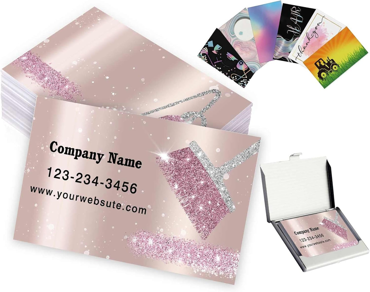 Custom Business Cards With Logo - Personalized Cleaning Service Template, Double Sided 3.5"x 2" Waterproof Cards for Small Business - 100, 200, 500, 1000 Printable