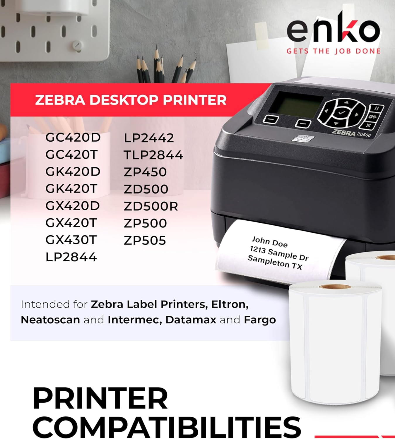 enKo 4" x 2" Labels for Zebra Desktop Printers (48 Rolls | 36,000 Labels) Direct Thermal Address Mailing Shipping Barcode FBA Stickers FNSKU Label for Zebra and Eltron (Perforated)