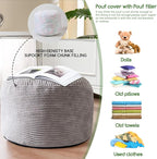 HIGOGOGO Round Stuffed Pouf Ottoman, Corduroy Poufs - Image 4