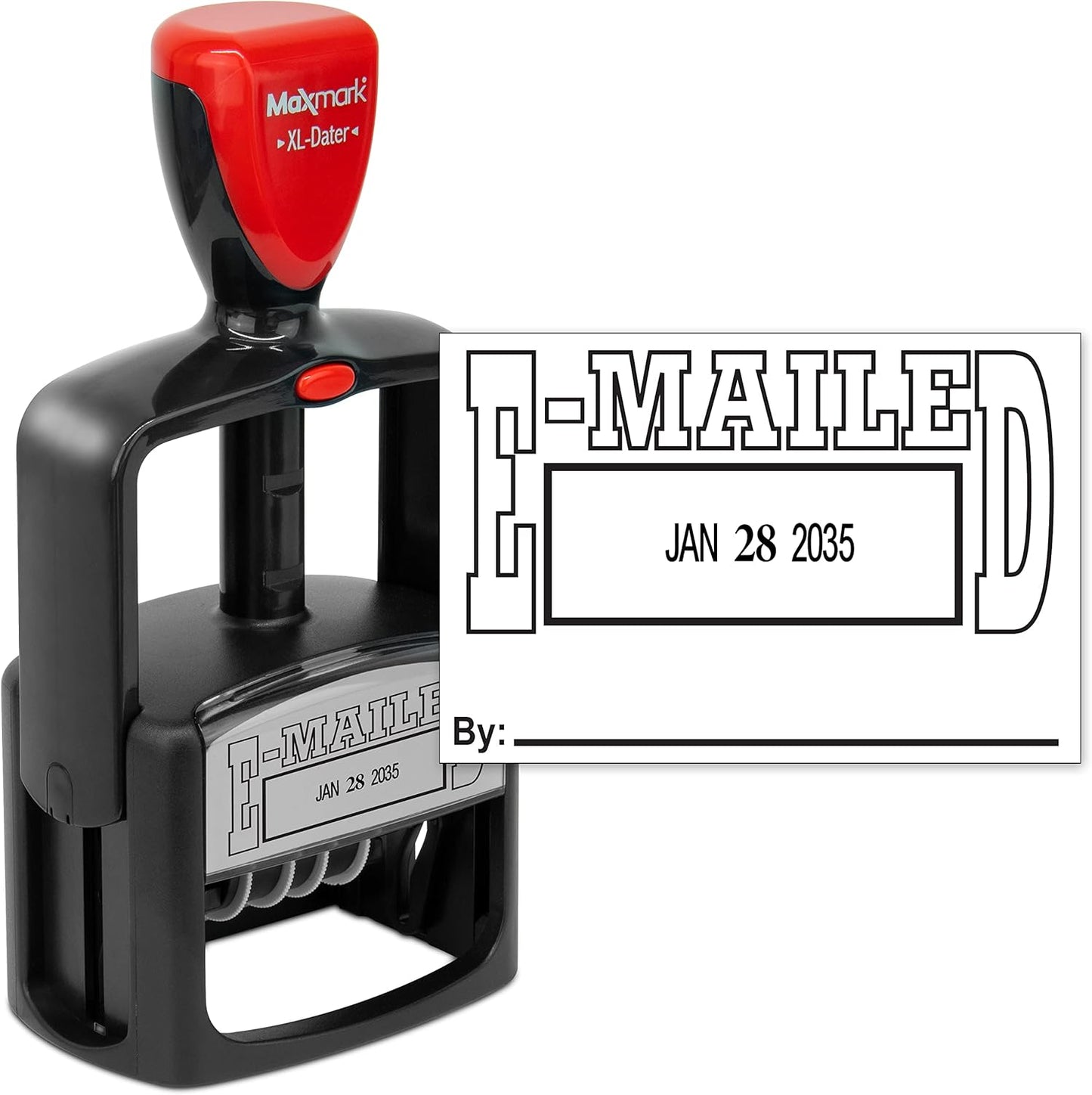 MaxMark Heavy Duty Style 5 Date Stamp with E-MAILED self Inking Stamp - Black Ink