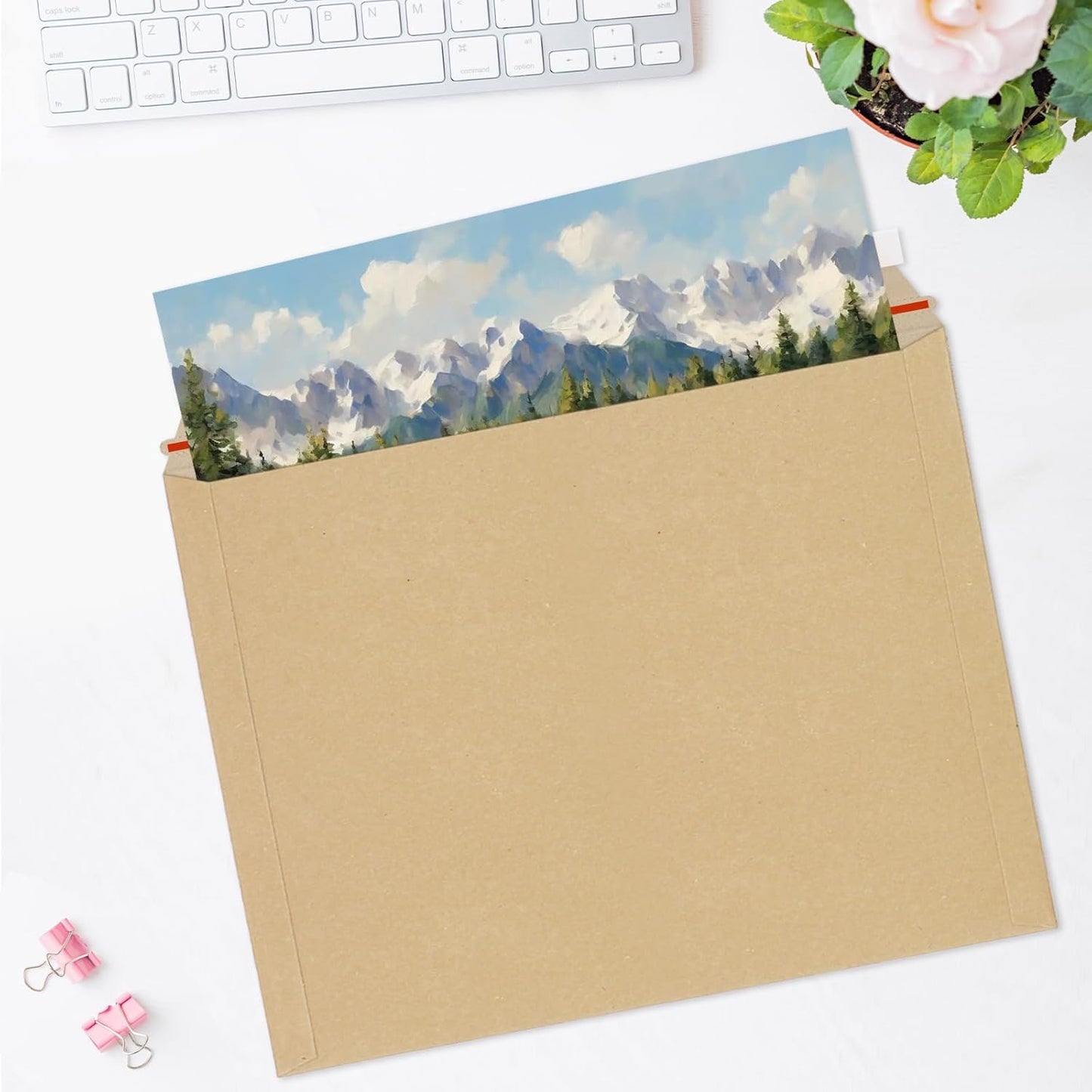 25 Pack 10x13.5 inch Kraft Rigid Mailer Self Seal Photo Document Mailers, Stay Flat Kraft Cardboard Envelopes Photography Mailers for Papers,Photos, Document
