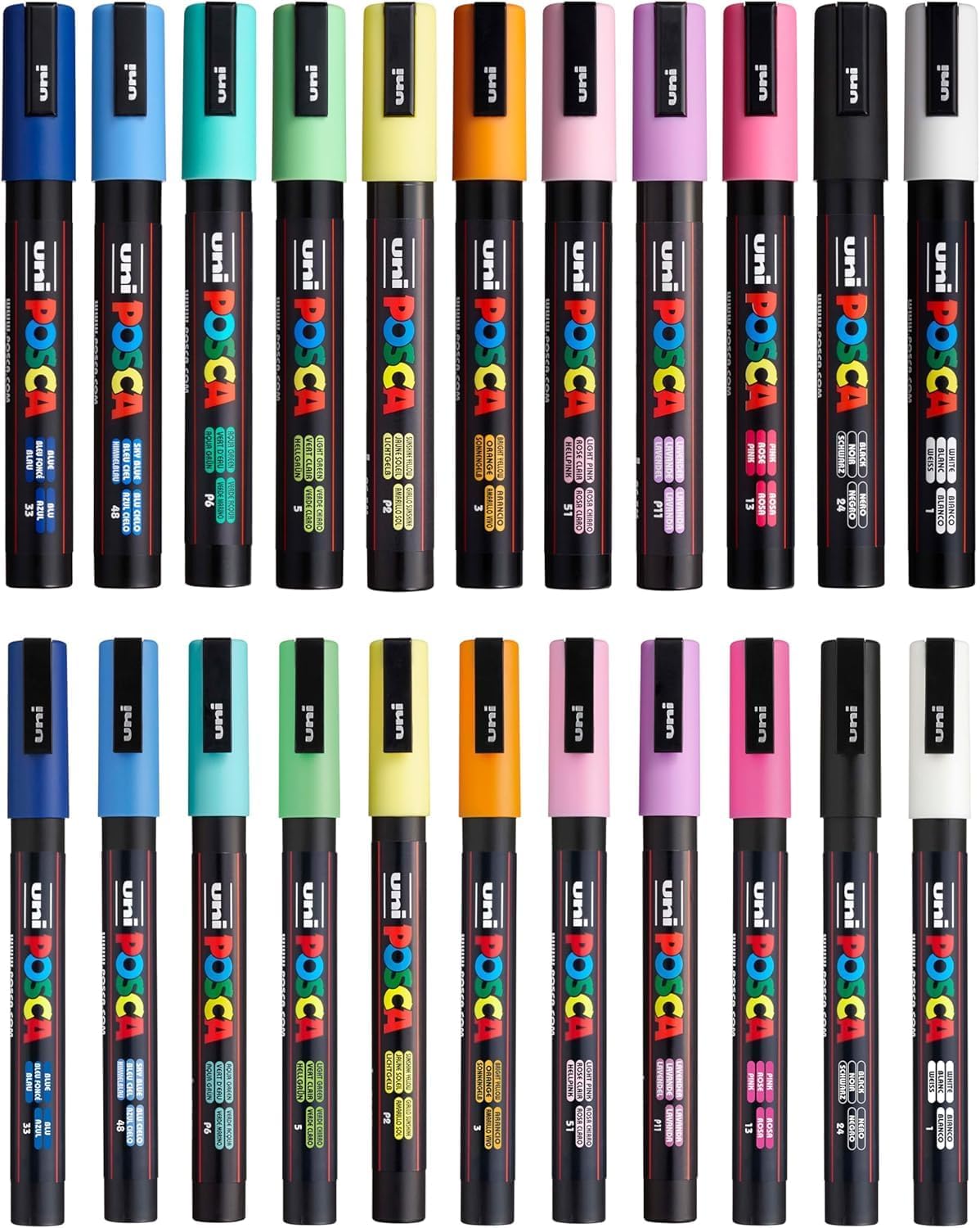 Posca Exclusive Holiday 3M and 5M Paint Markers Gift Set of 22 with Carrying Case, Great for Children and Adults, Acrylic Art Markers for Coloring Canvas, Wood, Glass and Metal