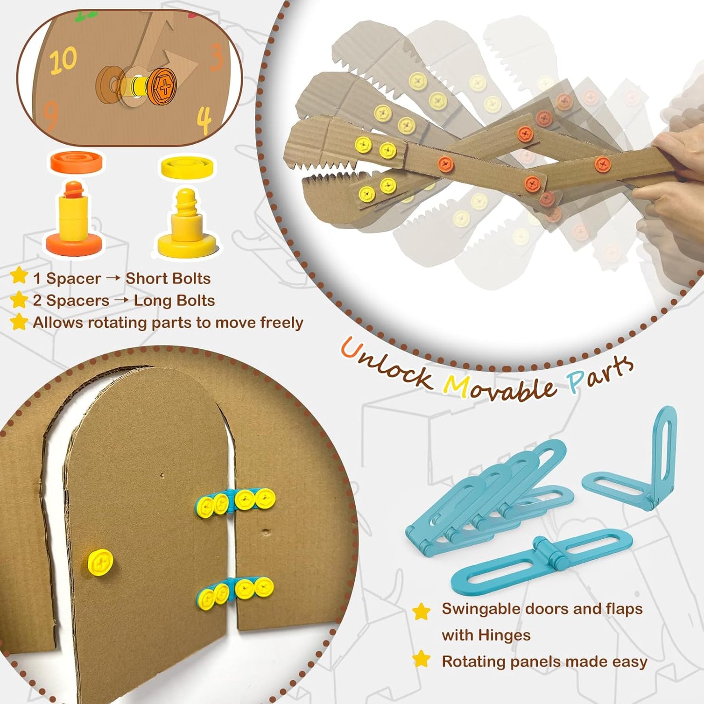 Cardboard Construction Kit - 401 PCS Kids Building Set with Safe Serrated Cutter, STEM Upcycled Tool for DIY Cardboard Projects, Engineering & Creativity (Standard Edition)