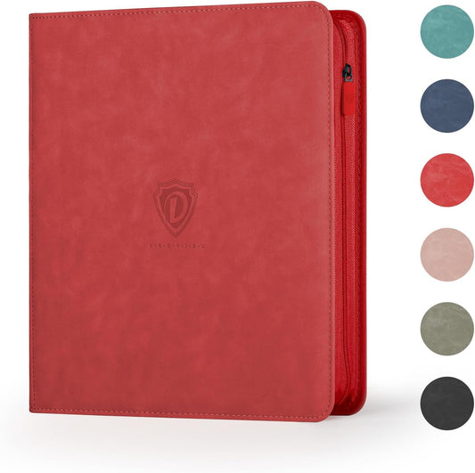 Trading Card Binder with Zip,12 Pockets Card Binder,720 Double Sided Pocket Card Collection Binder,Card Album Card Folder for MTG,TCG,Sports Cards,Game Cards,Red