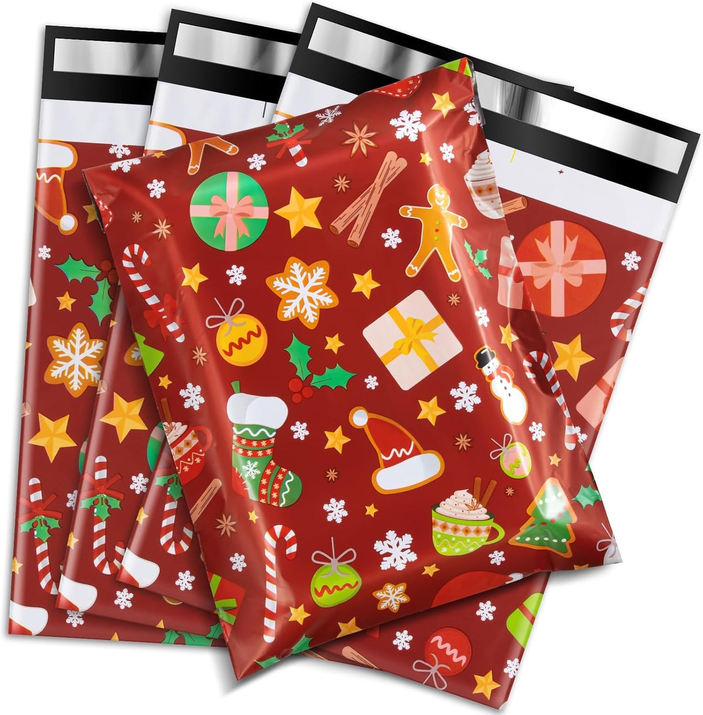 Oududianzi Christmas Poly Mailers 10x13, 100PCS Waterproof Shipping Bags, Self Seal Mailers Poly Bags for Shipping, Holiday Polymailer Packaging Bags for Christmas Gift