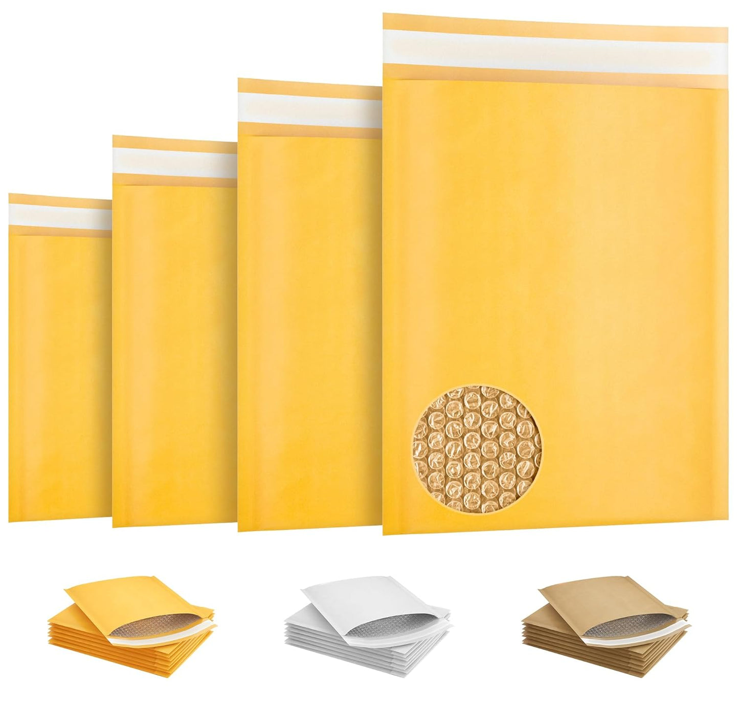 Yellow Kraft Bubble Mailer Envelopes, 7.25 x 7 Inches. 10 Pack Mail Padded Envelopes Self Seal. Waterproof Kraft Bubble Mailers. Tear-Resistant Mailing Envelope Padded. Sturdy Paper Mailer