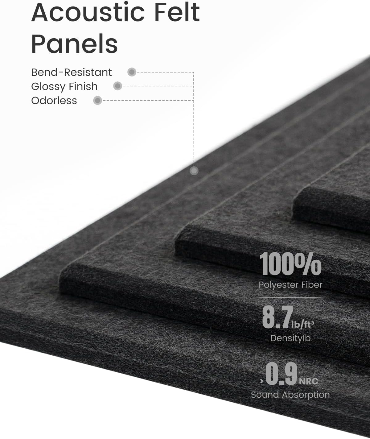 Felt Bulletin Board Tiles -28"x18" Cork Board Alternative for Office Decor, Push Pin Board Wall Organizer 6-Pack - Charcoal Gray