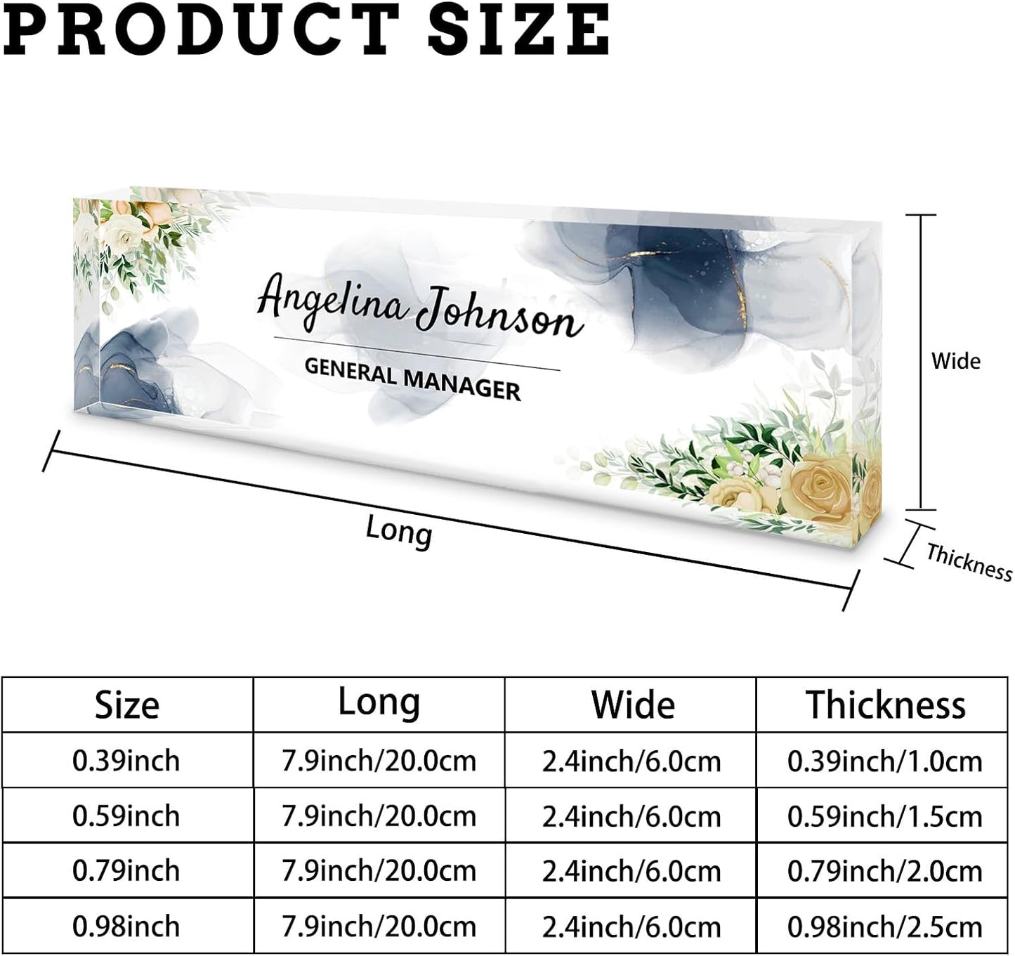 Personalized Name Plate for Desk, Custom Acrylic Desktop Accessories Office Decor for Women Men, Offices Gift for Coworkers Boss Teacher, Employee Appreciation Gifts