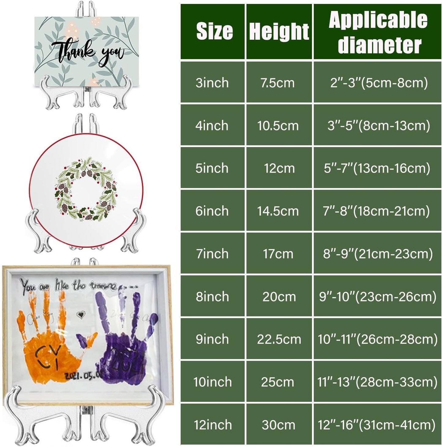 6 Pack 8 Inch Clear Plastic Easels or Stand/Plate Holders to Display Pictures or Other Items at Weddings, Plate Stands for Home Decoration, Birthdays, Tables