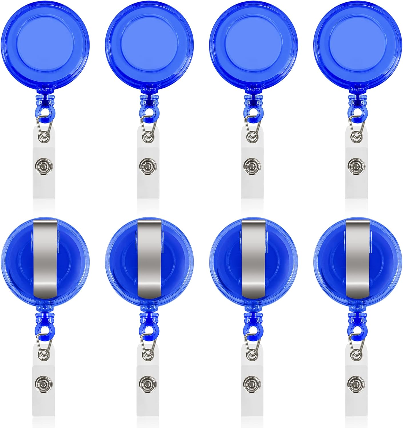 JANYUN 100 Pcs Badge Reels Retractable Badges Holder for ID Card Keychain Whistles Lanyards for School Office (Blue)