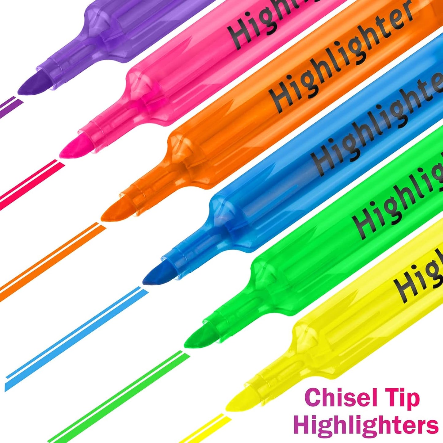 Teling 240 Pcs Highlighters Bulk Chisel Tip Tank Style Highlighters for School Classroom Assorted Color Fluorescent Pens for Office Shop