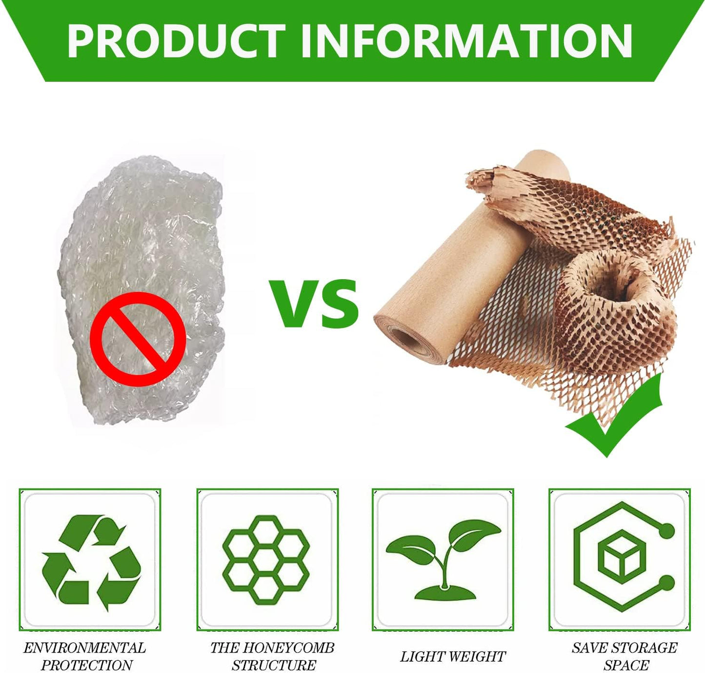 Honeycomb Packing Paper Wrap 12"x200' Recycled Bubble Cushioning Wrap Roll Eco Friendly Shipping Boxes Moving Wrap Packing Supplies Material with 20 Fragile Sticker Labels