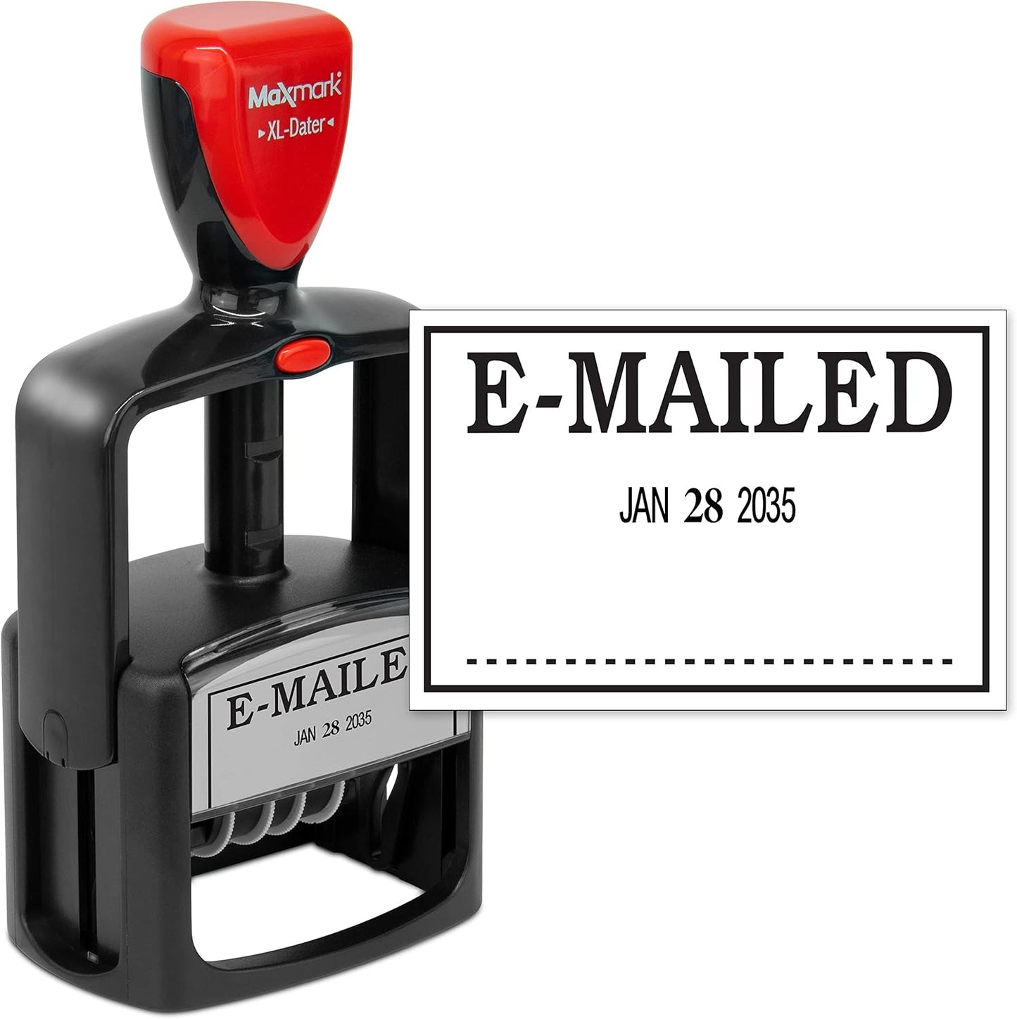 MaxMark Heavy Duty Style 3 Date Stamp with E-MAILED self Inking Stamp - Black Ink