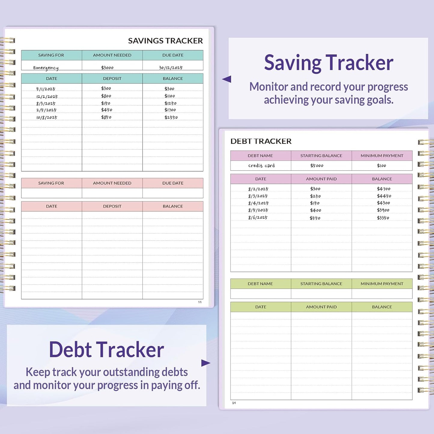 2026 Budget Planner - Monthly Budget Book from JAN 2026 - DEC 2026 with Expense Tracker Notebook, A5 Size (6.4" x 8.3") Bill Organizer & Finance Planner Account Book to Manage Your Finances, Purple