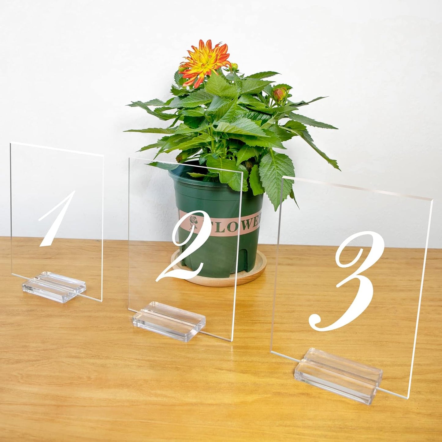 Acrylic Place Card Holder - 3" Clear Table Number Holders, Acrylic Stands for Display Wedding Business Sign Menu Name Meeting Photo, 10 Pack