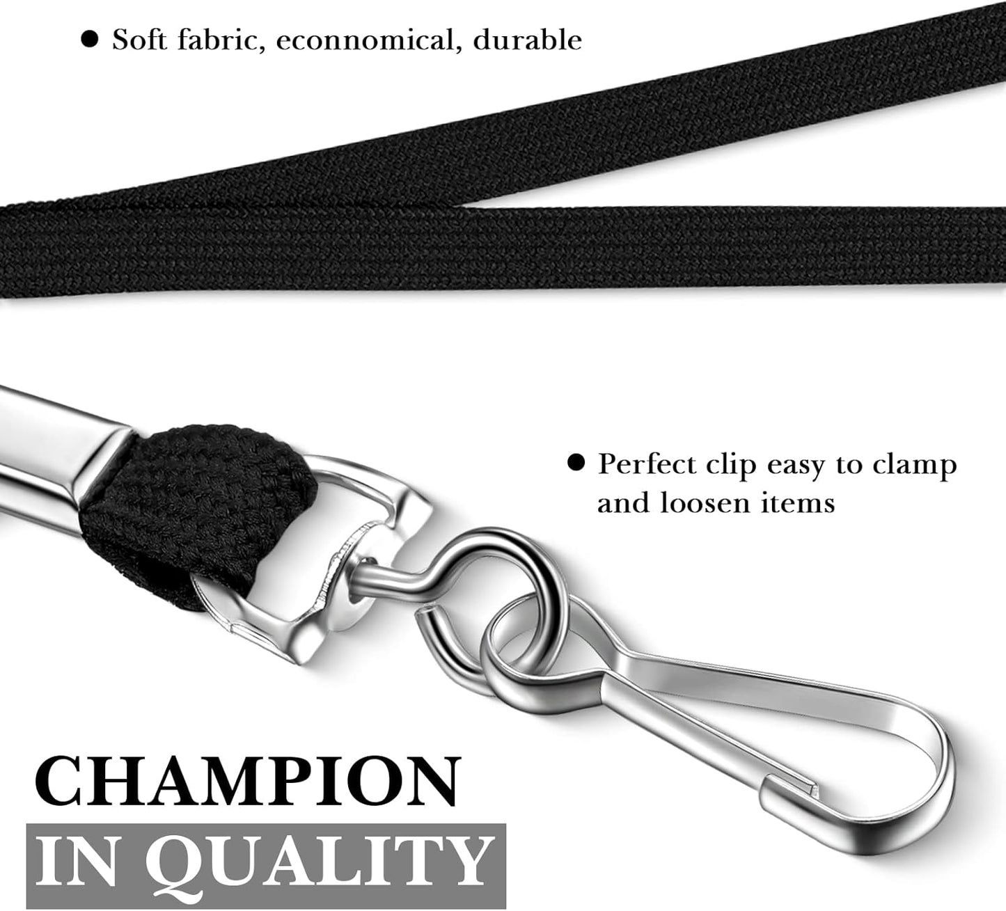 Epakh 200 Pcs Lanyards for ID Name Badge Holder Neck Lanyard Flat with Clips Neck Straps for Office School Nurse