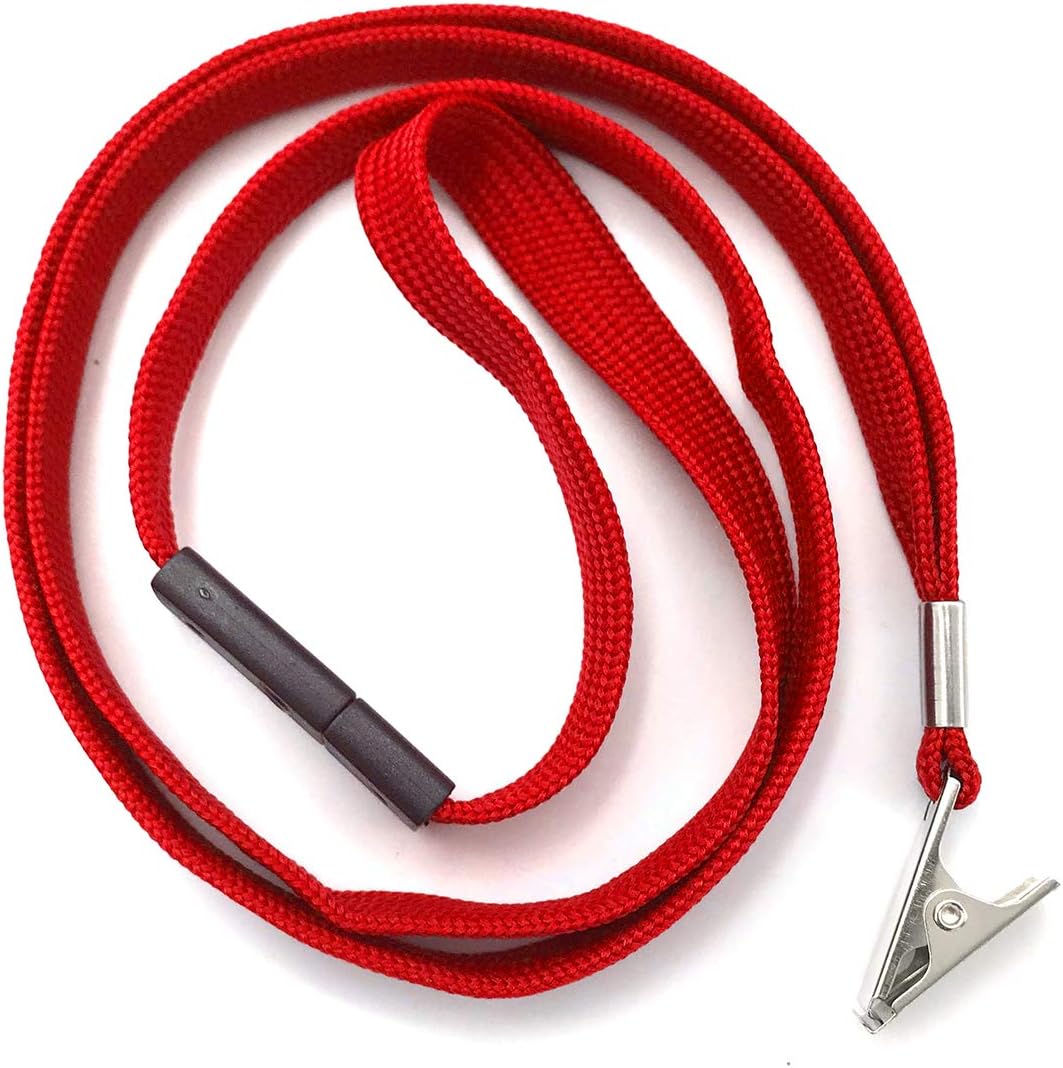 Bird Fiy Lanyards Breakaway Bulk Red Lanyards Neck Flat Safety Badge Lanyard Bulldog Clip (Red, 25 PCS)