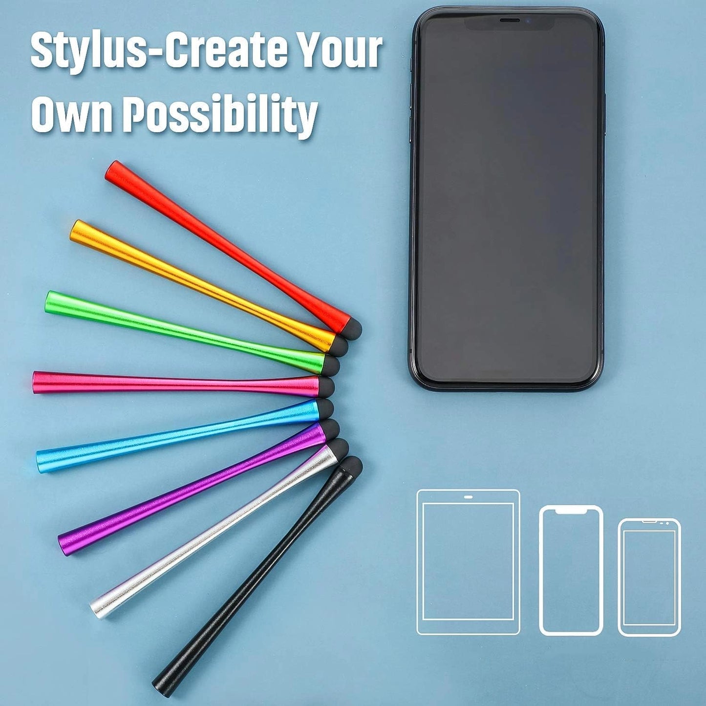Outus 8 Pcs Slim Waist Stylus Pen for Touchscreen, Stylus Pen with Rubber Tips - Compatible with Ipad, iPhone, Android, 8 Additional Replaceable Fiber Tips
