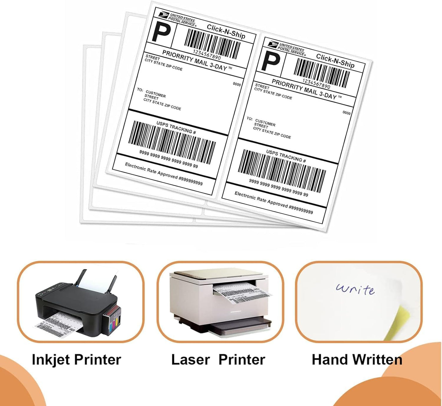 Shipping Labels 2 Per Sheet Round Corner Half Sheet Labels Mailing Labels for Packages Laser & Inkjet Printer Labels, 8126/5126 (1000sheet-2000labels)