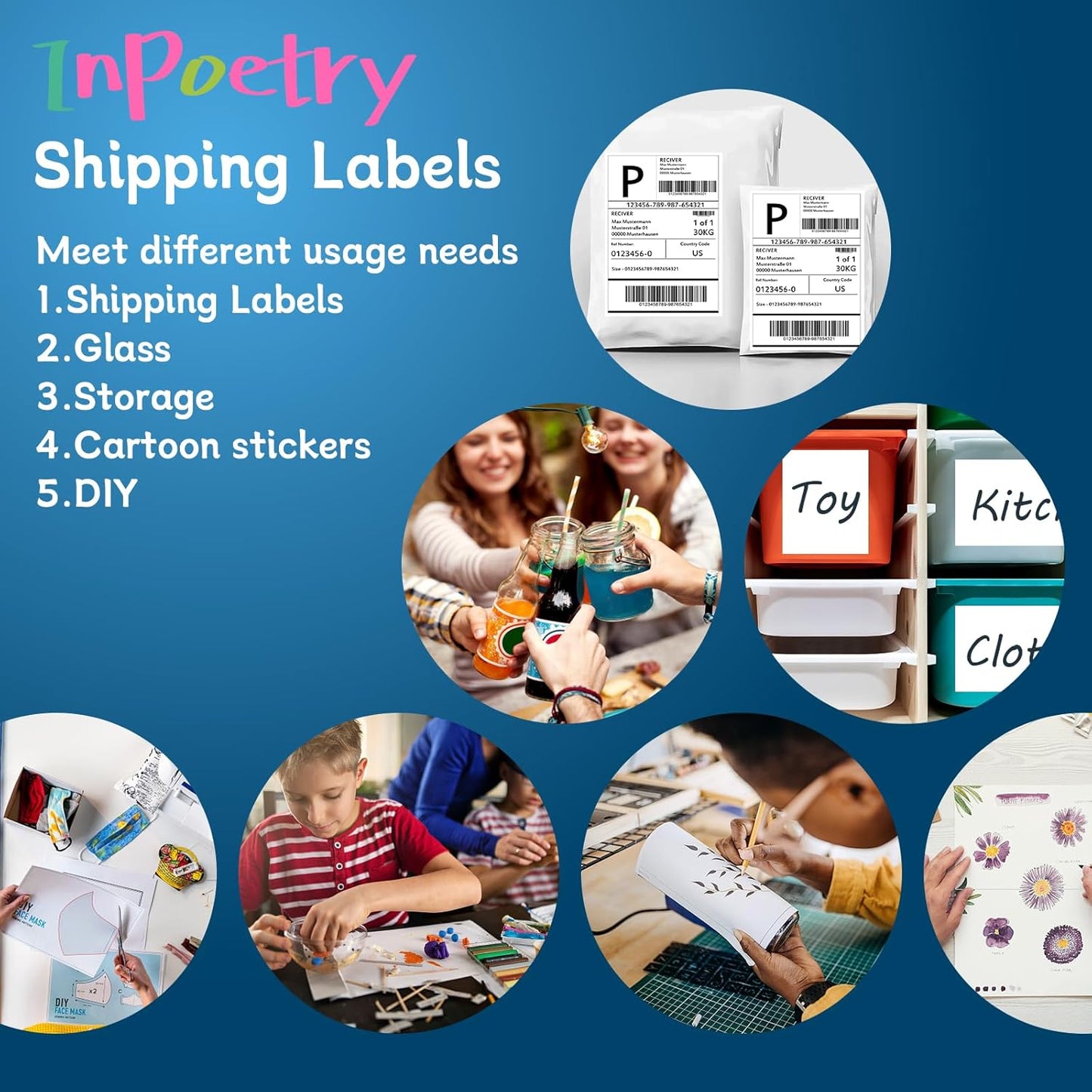8.5” x 5.5” Half Sheet Shipping Labels, Label Sticker for Laser&Inkjet Printers, White Half Page Label Stickers, 2 Labels per Sheet, 8.5” x 11” Adhesive Half Page Labels, 200 Labels.