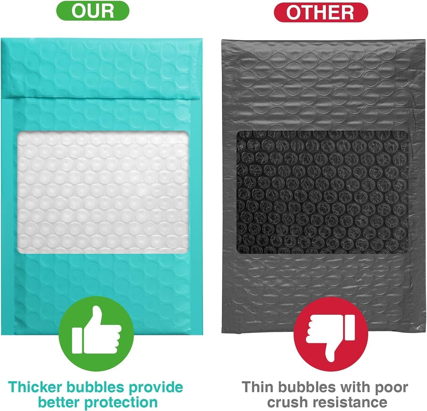 Metronic 4x8 Inch 800Pack Bubble Mailer, Teal Bubble Mailers, Waterproof Padded Envelopes, Self Seal Adhesion Bubble Envelopes, Cushioning Padded Mailers for Jewelry, Bubble Mailers Usable Size 4x7