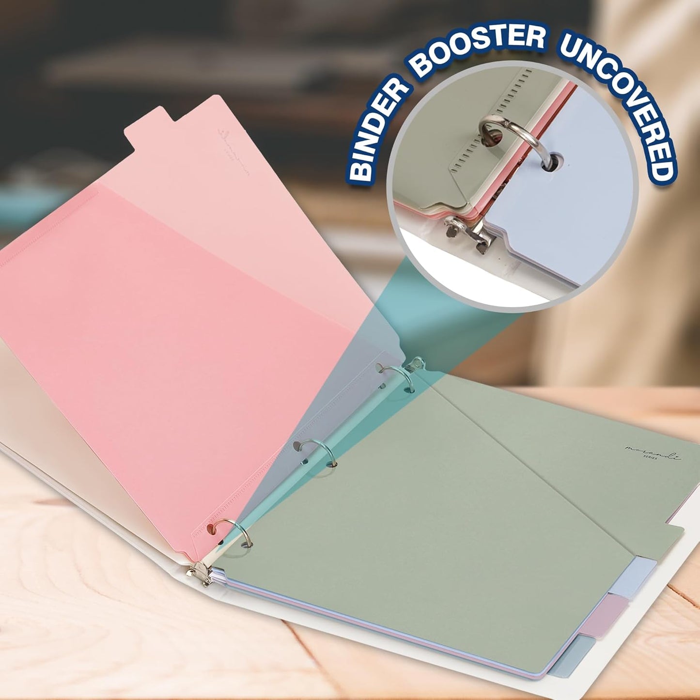 H4D 6-Tab Dividers for 3 Ring Binder, Plastic Dividers with Two Pockets, Letter Size, Morandi Colors, 2 Set