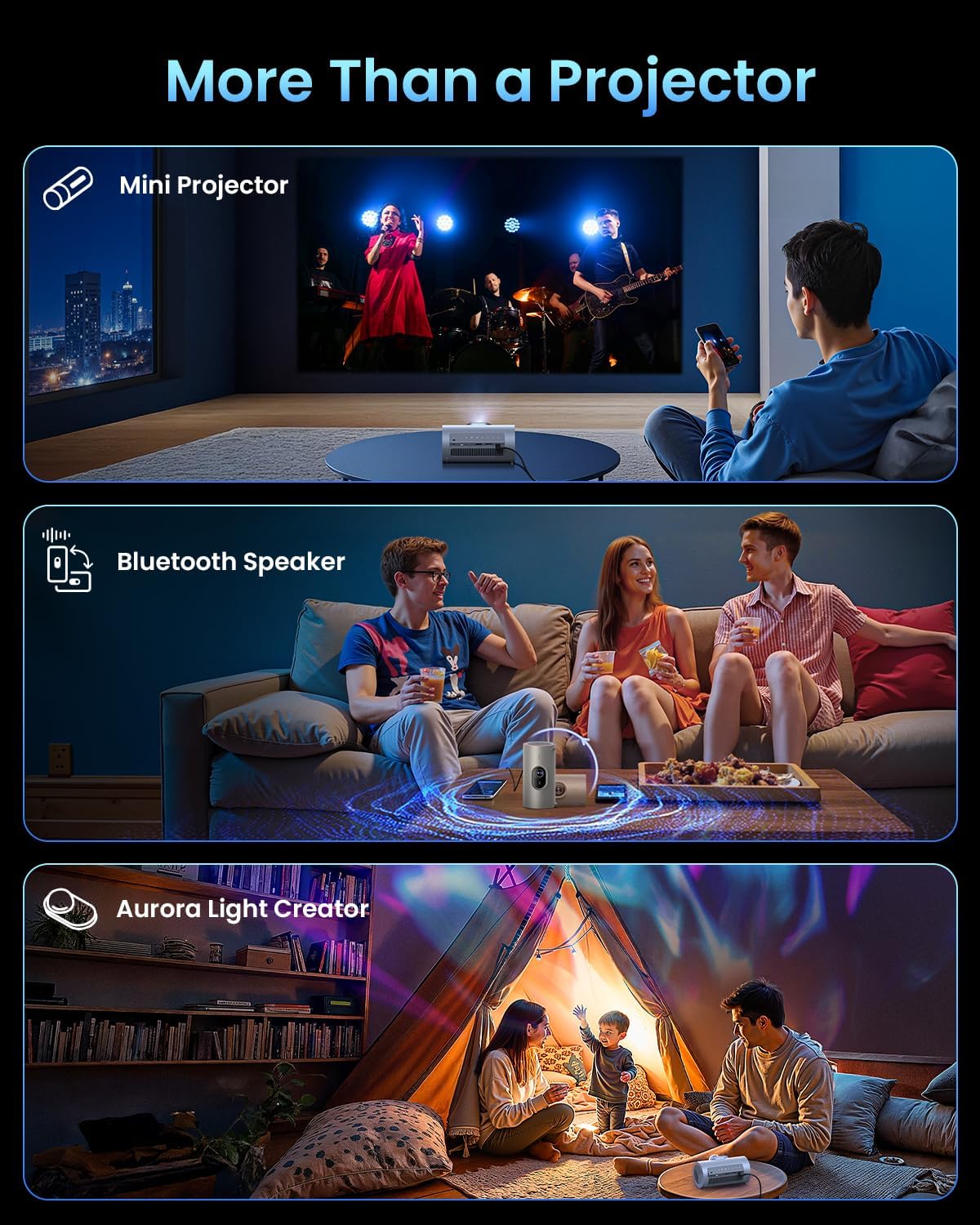 JMGO PicoPlay 1080P Smart Portable Projector, Google TV, 400ISO Lumens, 8W Dolby Digital, 3D-Active, HDR10, Mini Projector with WiFi & Bluetooth for Home, Outdoor, Include Optical Filter