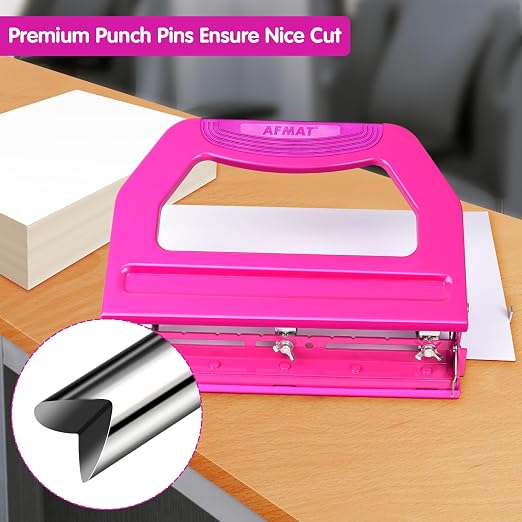 AFMAT 3 Hole Punch Heavy Duty, 9/32" Holes, 50-Sheet Hole Puncher 3 Ring - Image 5