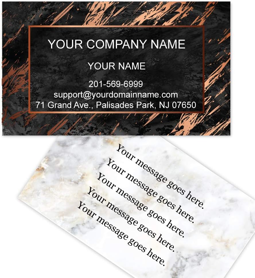 Custom Premium Business Cards, Full color - Marble (350gsm-Thick paper), Made in The USA (Black)