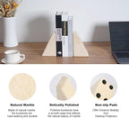 Marble Bookend for Heavy Books, Decorative Bookends for Shelves, Durable and - Image 2