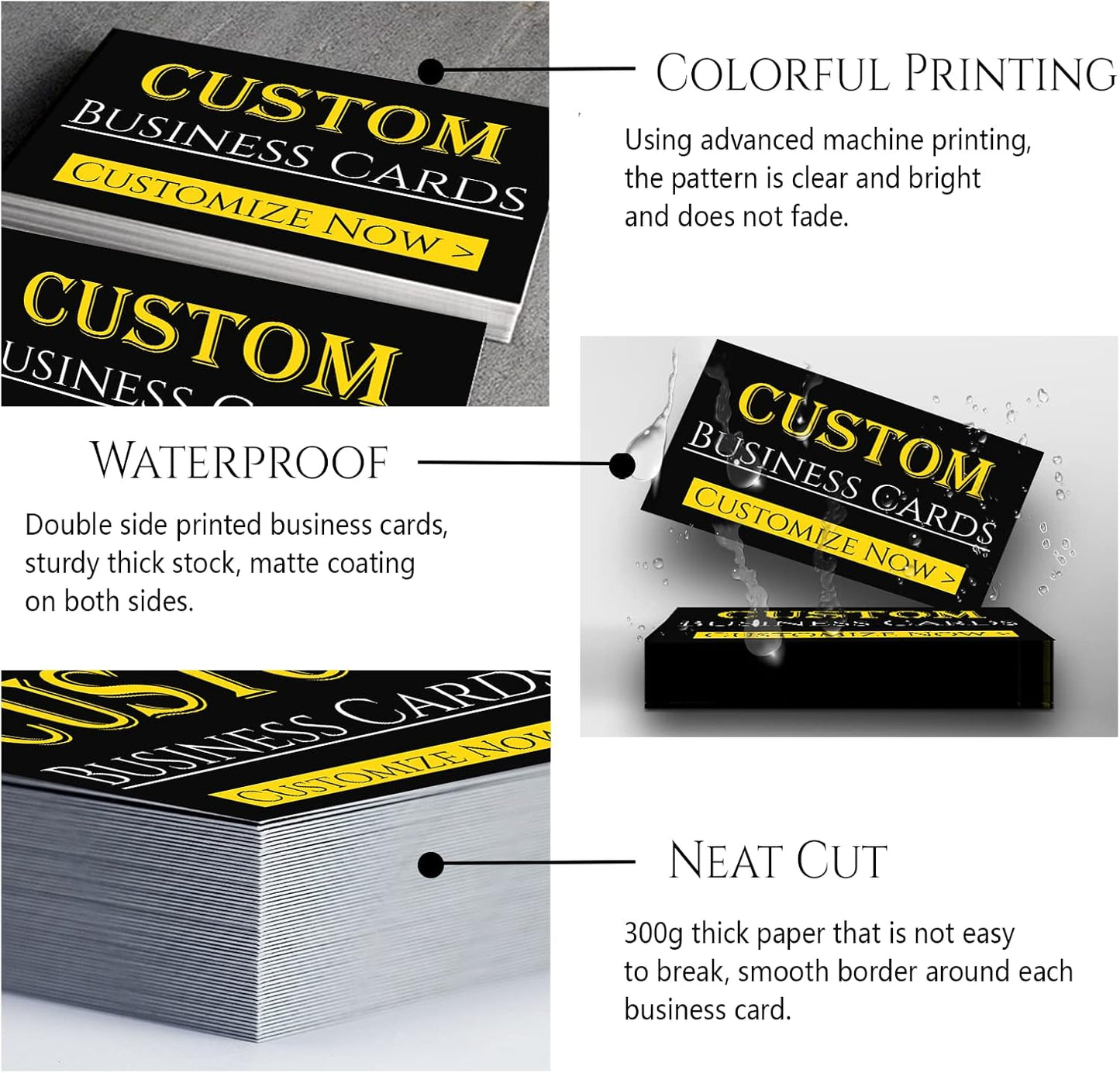 Custom Business Cards Personalized Business Cards for Small Business 300gsm Matte Paper Front & Back Sides Printed 3.5" x 2" - Custom Business Cards1