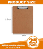 Clipboards, HERKKA 25 Pack Hardboard Office Clipboards Low Profile Clip - Image 2