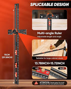 Saker 4-in-1 Scriber Marking Line Ruler, 29.5in Spliceable Extended T Square - Image 3