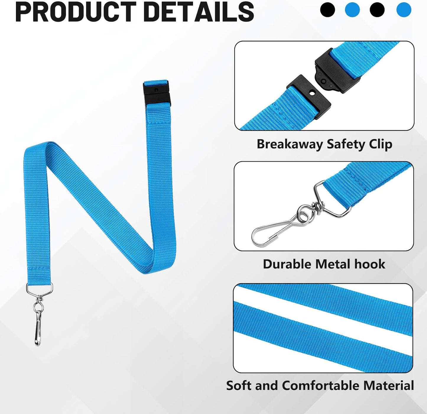 12-Pack Breakaway Lanyards for Badge Holders, Polyester Neck Straps for ID Cards, Keys, Office, School & Events