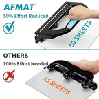 AFMAT 3 Hole Punch Heavy Duty, 9/32" Holes, 50-Sheet Hole Puncher 3 Ring - Image 3
