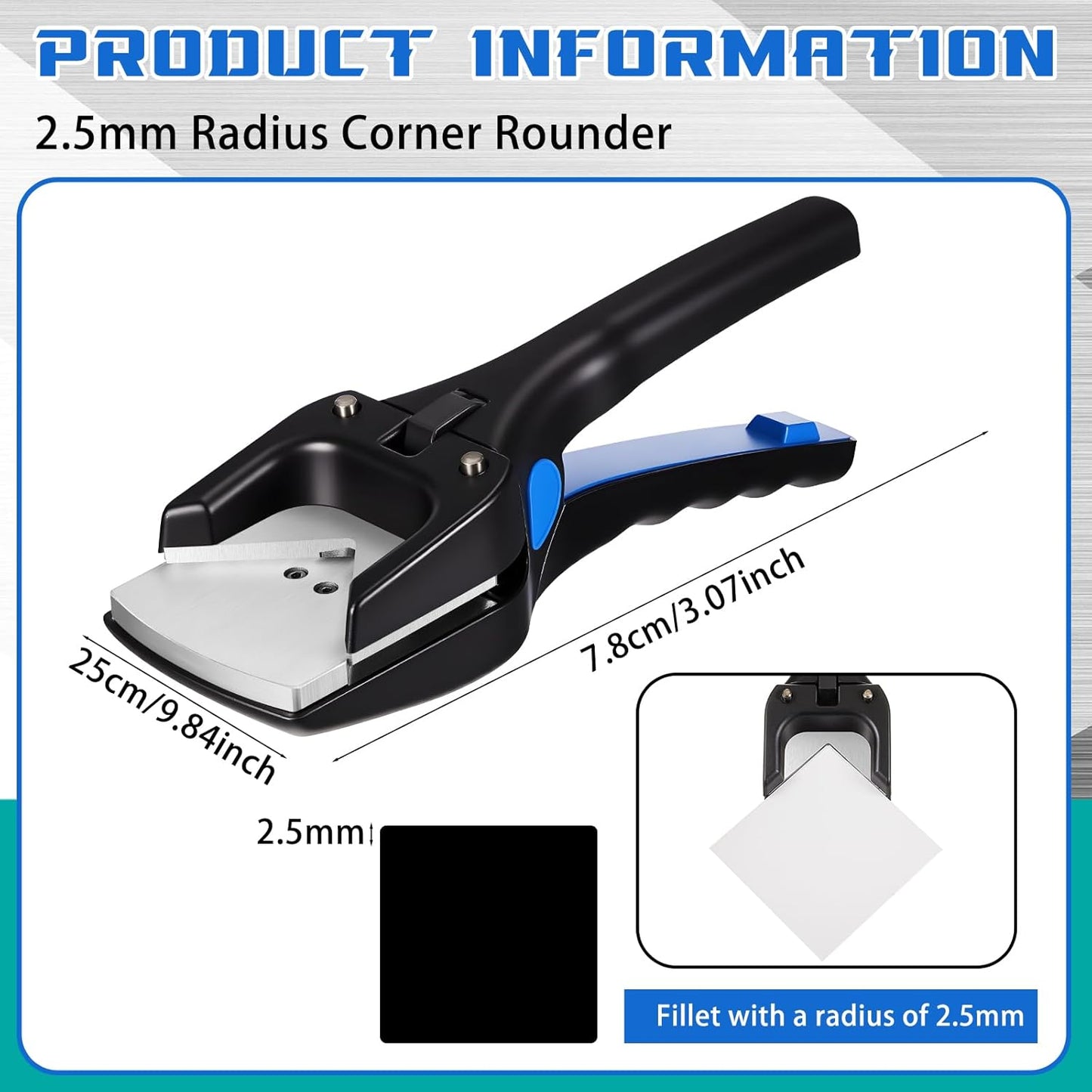 Lasnten Corner Rounder Punch, 2.5mm Radius (3/32") Hand Tool Cutter Applied for PVC Card Cutting, Heavy Duty Rounded Edge Circle Rounding Maker Clipper