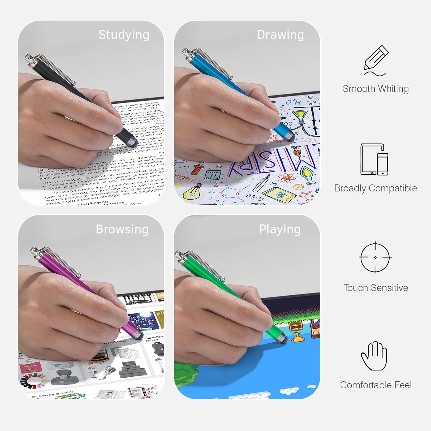 Stylus Pens for Touch Screens, AGREJO High Precision Universal Stylus for iPad iPhone Tablets Samsung Galaxy All Capacitive Touch Screens (10-Pack)
