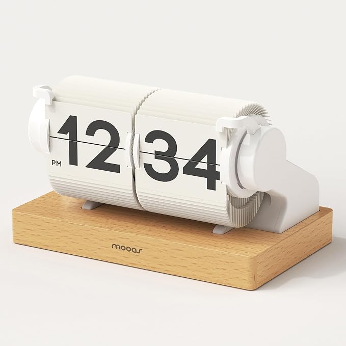 mooas Automatic Mini Flip Clock, Retro Vintage Automatic Flip Desk Clock by mooas