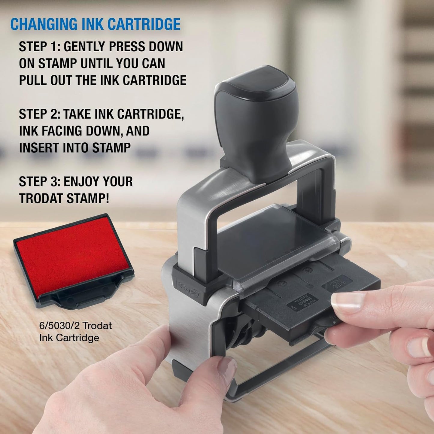 Trodat 5030 Professional 4.0 Date Only Stamp, Self Inking, Impression Size 1-5/8” x 3/8” (Red)