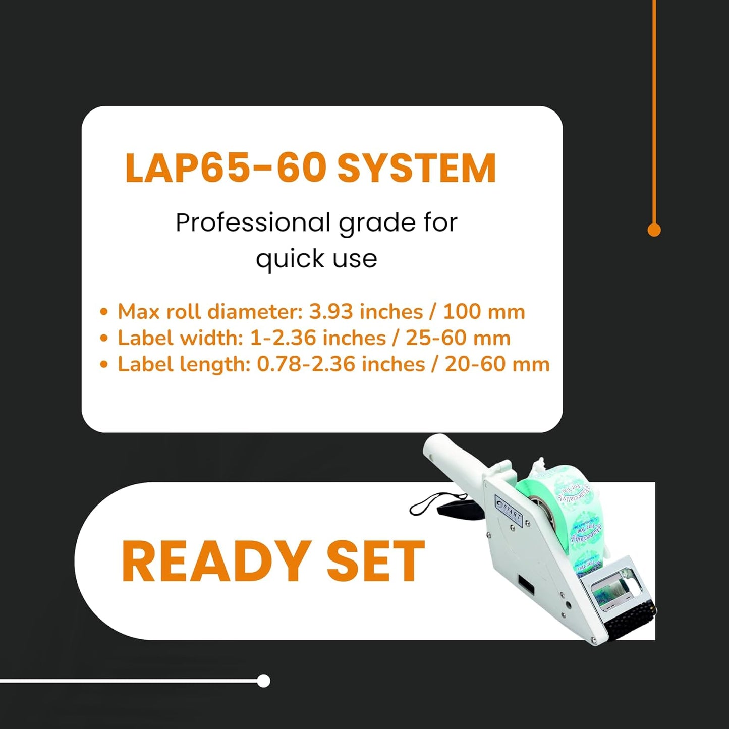 Start International - LAP65-60 - Label Dispenser - Manual Label Applicator - Handheld Die Cut Small Labels Tool - 1-2.36 Inch - Narrow Width